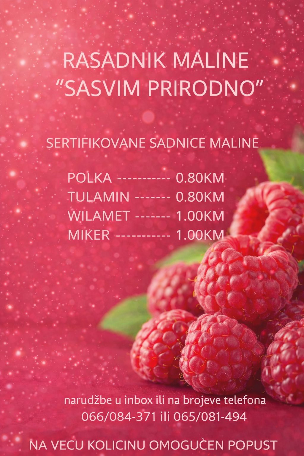 RASADNIK MALINE ,,SASVIM PRIRODNO”